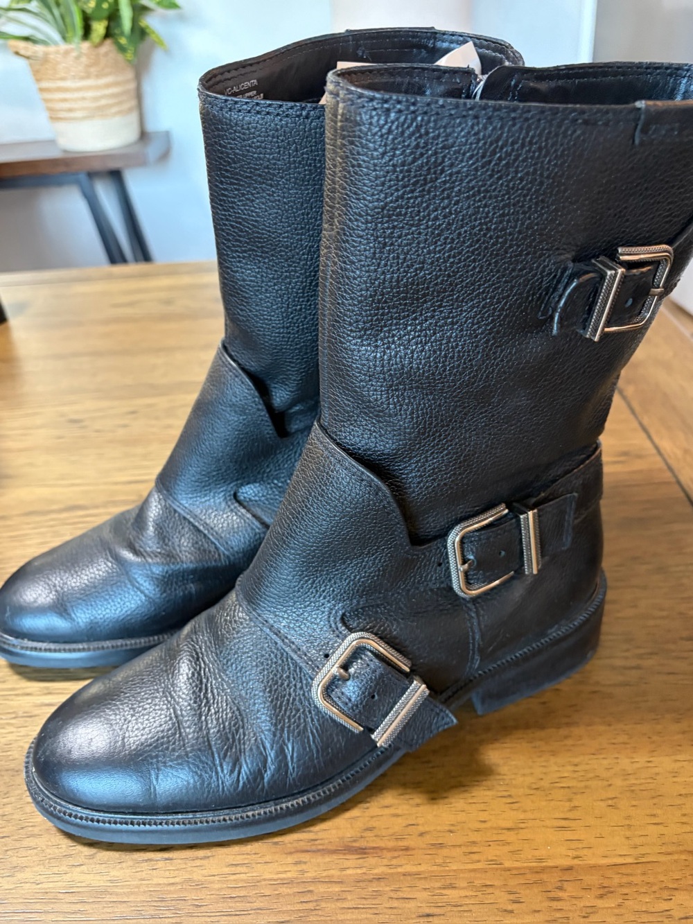 Women’s Vince Camuto Black Leather Buckle Mid-Calf Boots - 10M